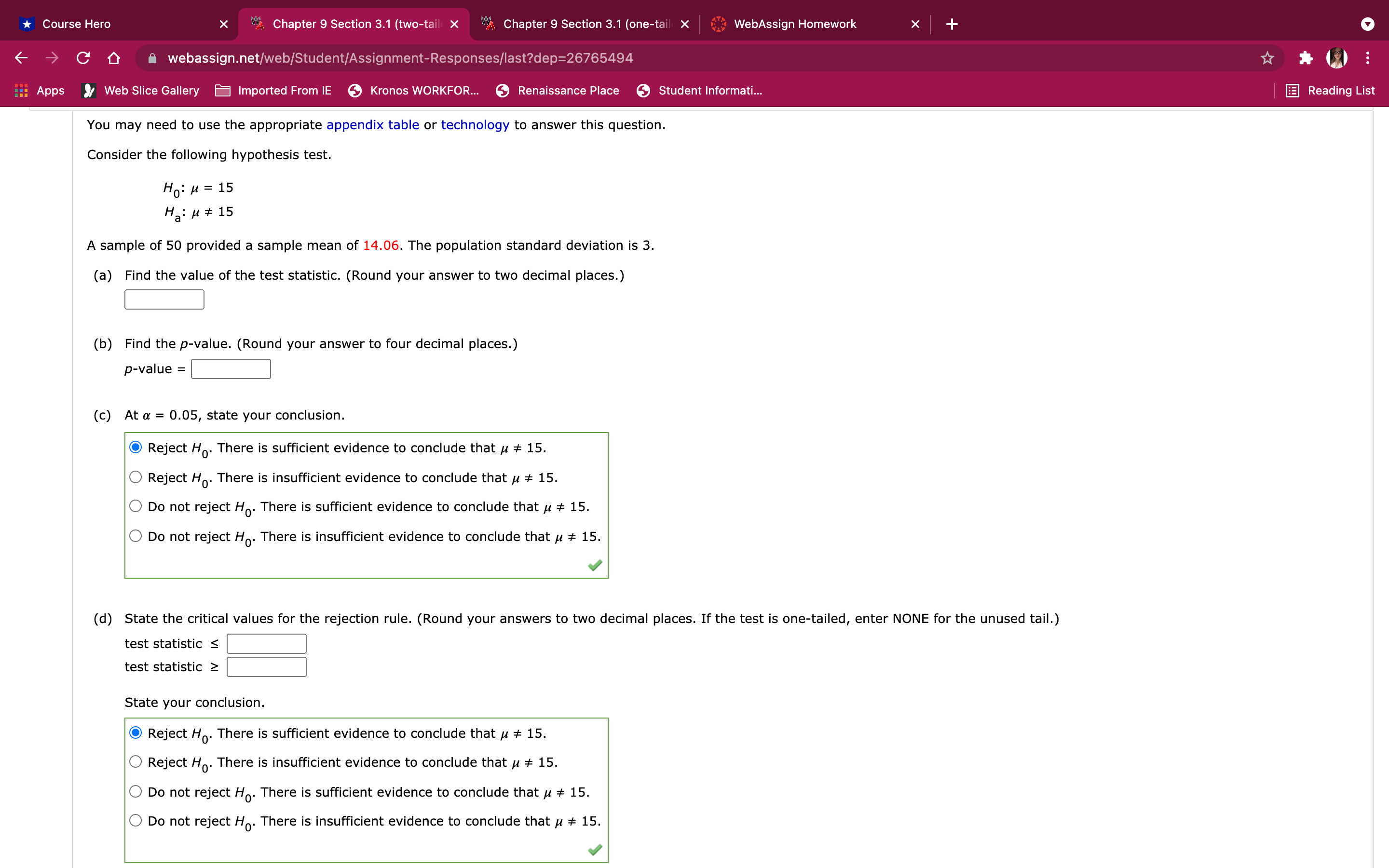  *Course Hero Chapter 9 Section 3.1 (two-tail x "* Chapter 9