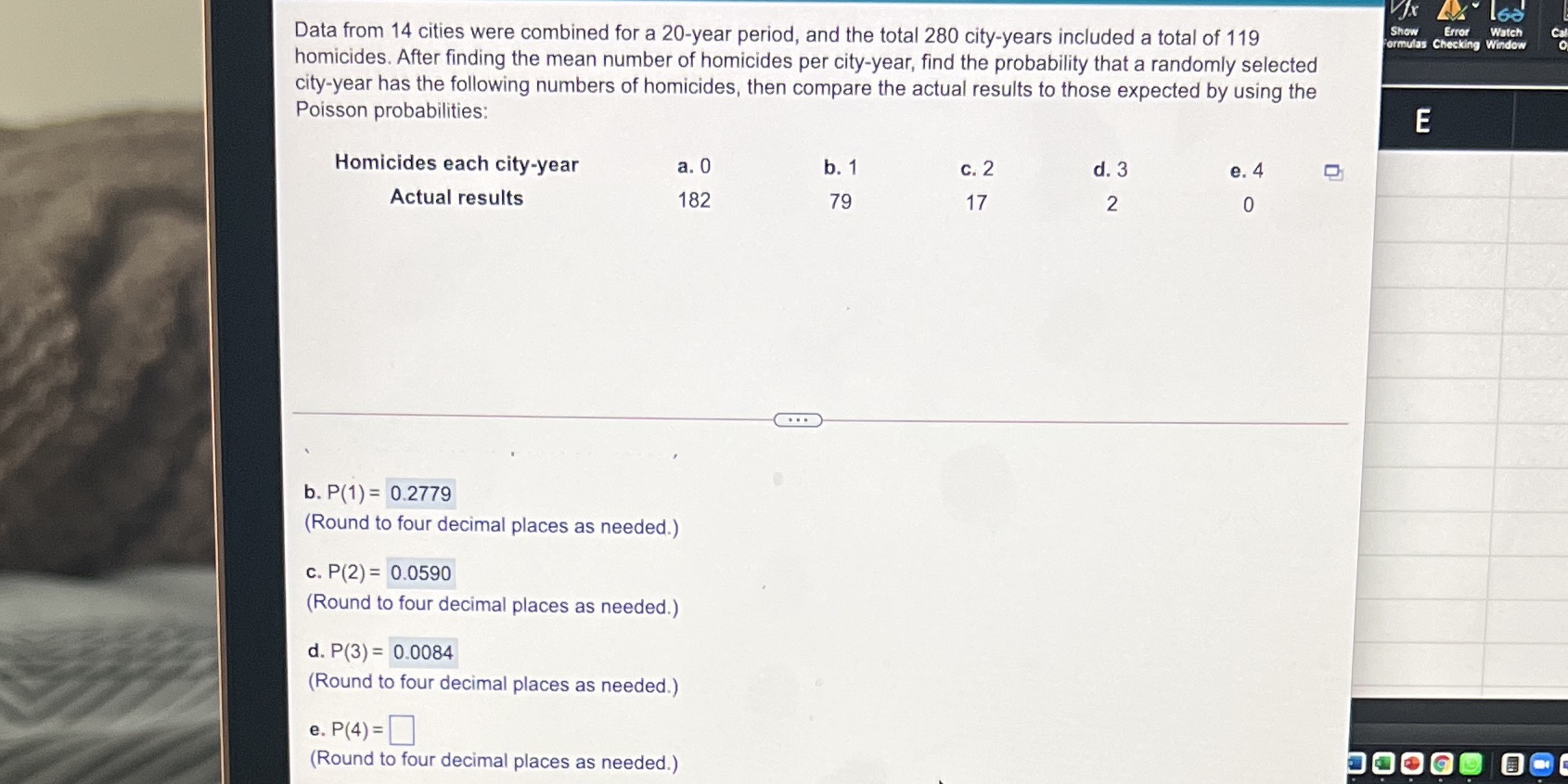 Answer question e and fill in the blank VJx 2 168 Data