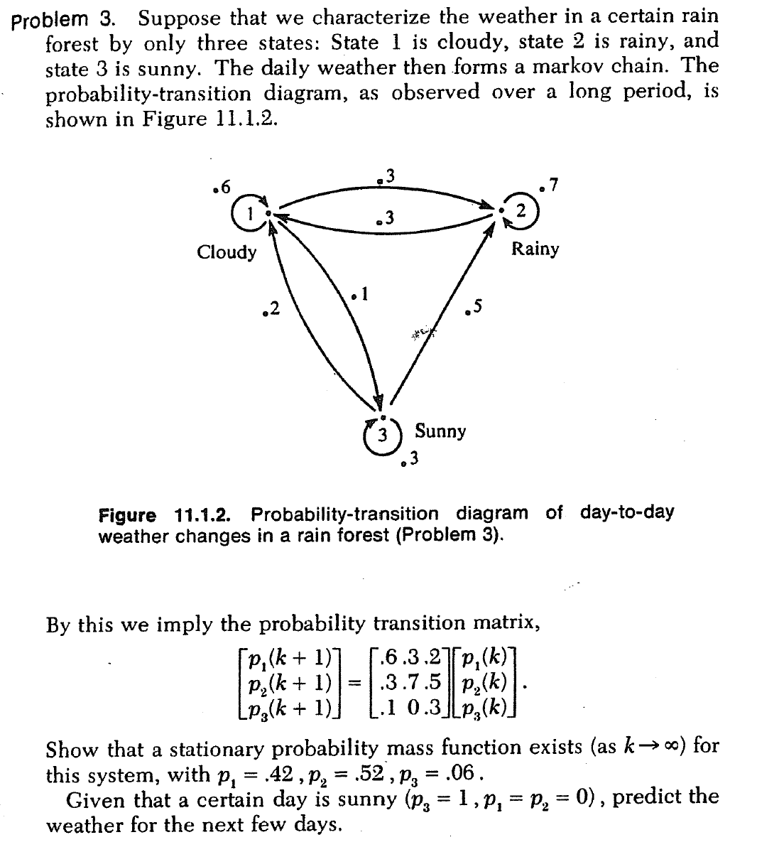  Problem 3. Suppose that we characterize the weather in a certain
