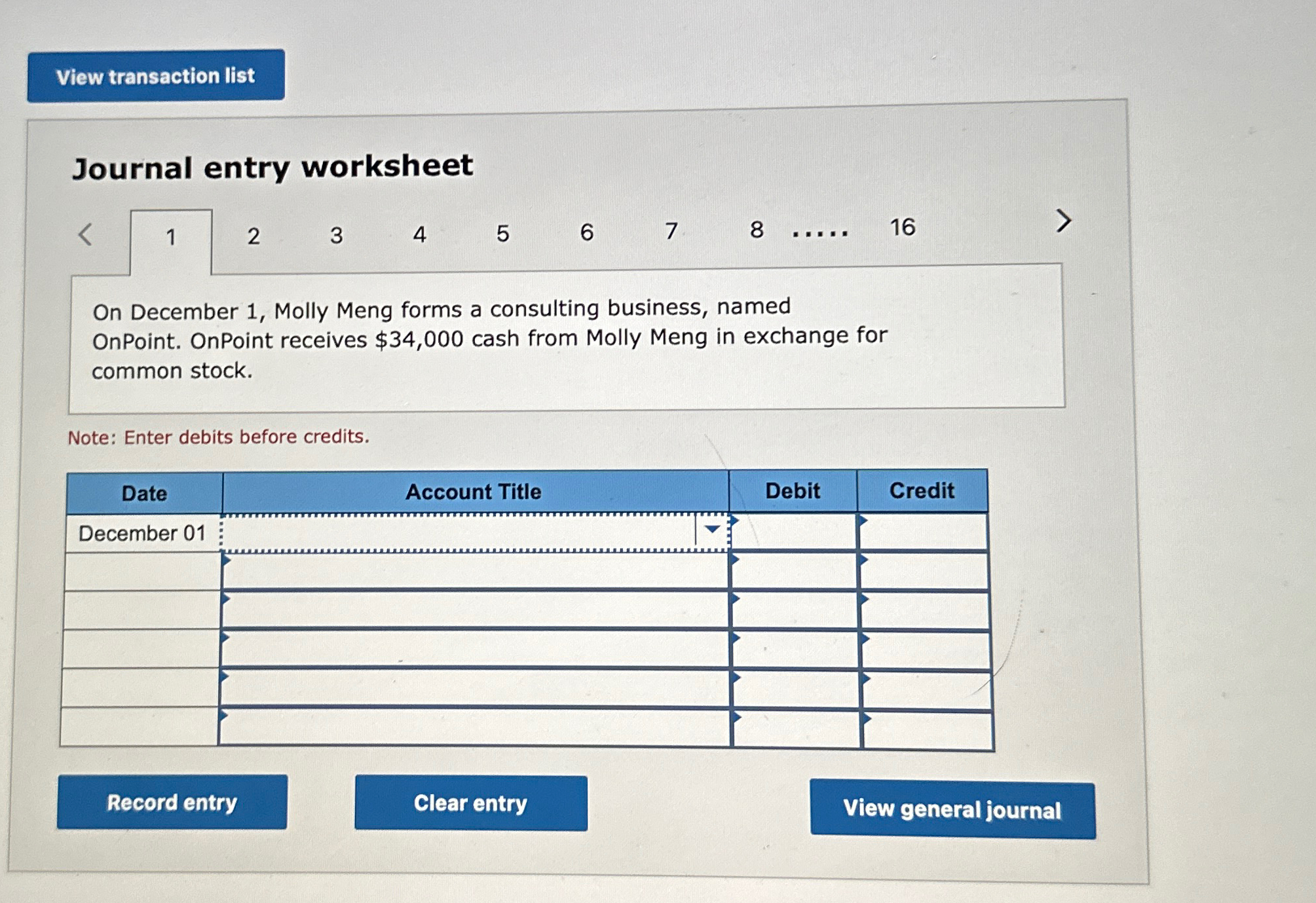  Journal entry worksheet 1 2 3 4 5 6 7 8