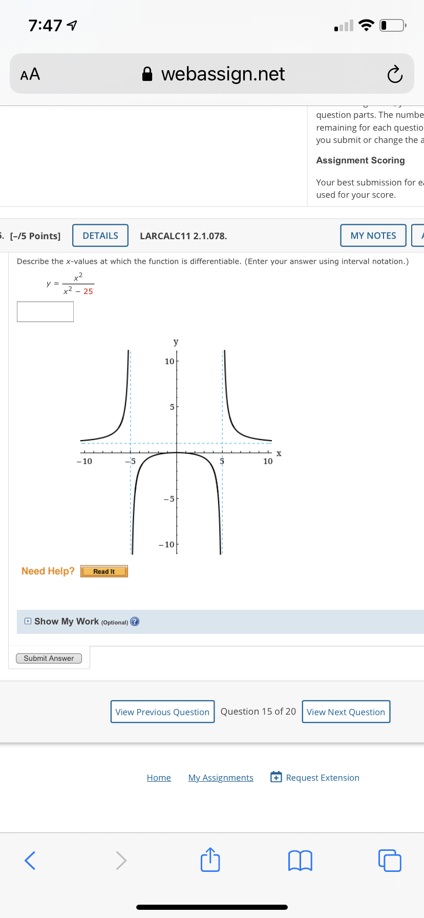  7:47 4 AA webassign.net C question parts. The numbe remaining for