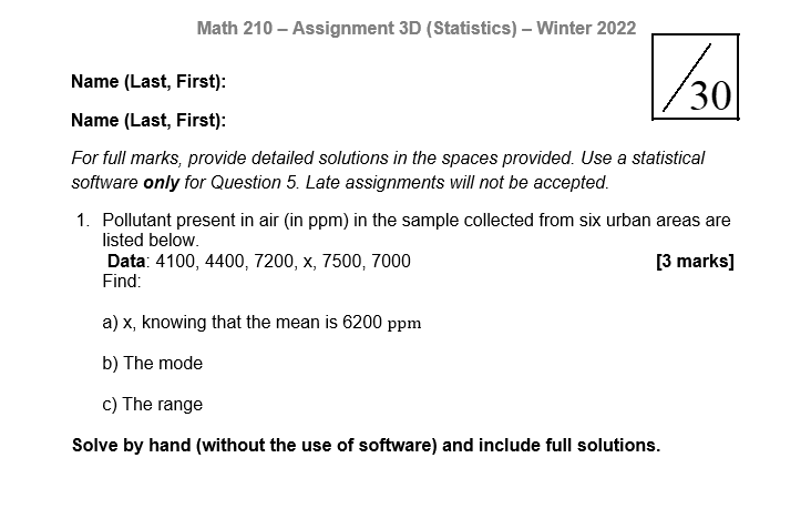 Hello can you help me with this assignment? Math 210 Assignment SD