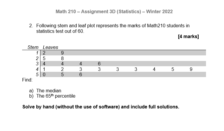 {Statistics} Winter 2022 Name {Last First): 3 0 Name (Last, First): For