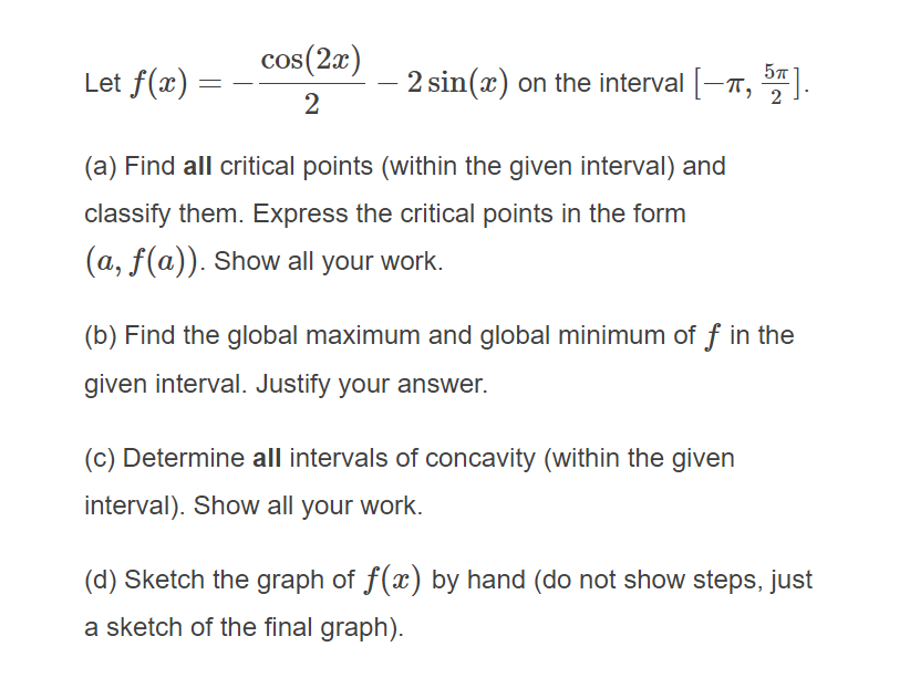  cos(2$) 511' 2 ] 2 5111(3) on the interval ['? ?