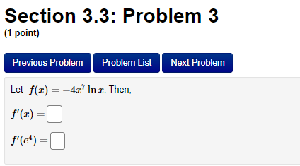 (1 point) Previous Problem Problem List Next Problem ATTEMPT NOT ACCEPTED --