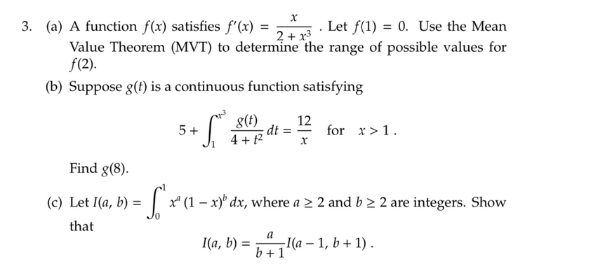 please solve part a only X 3. (a) A function f(x) satisfies