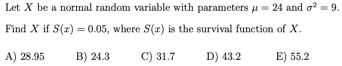  Let X be a normal random variable with parameters u =