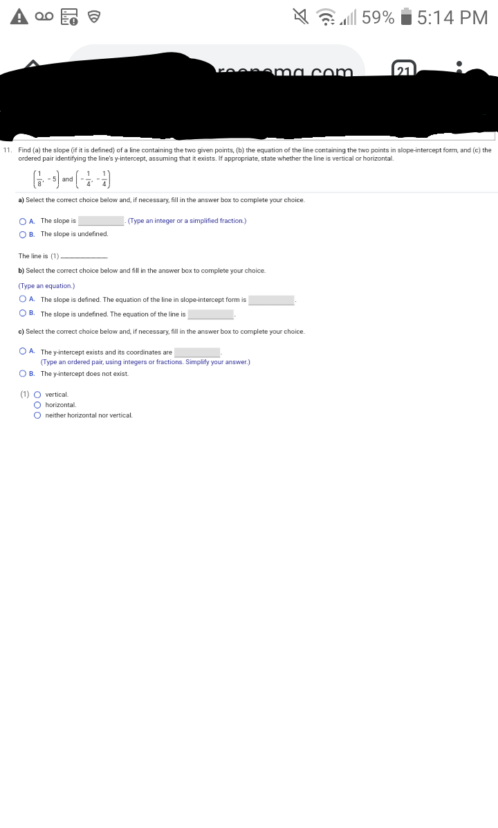 point-slope form and (b) an equivalent equation of the line in slope-intercept