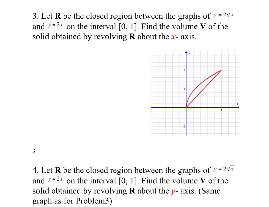  3. Let R be the closed region between the graphs of