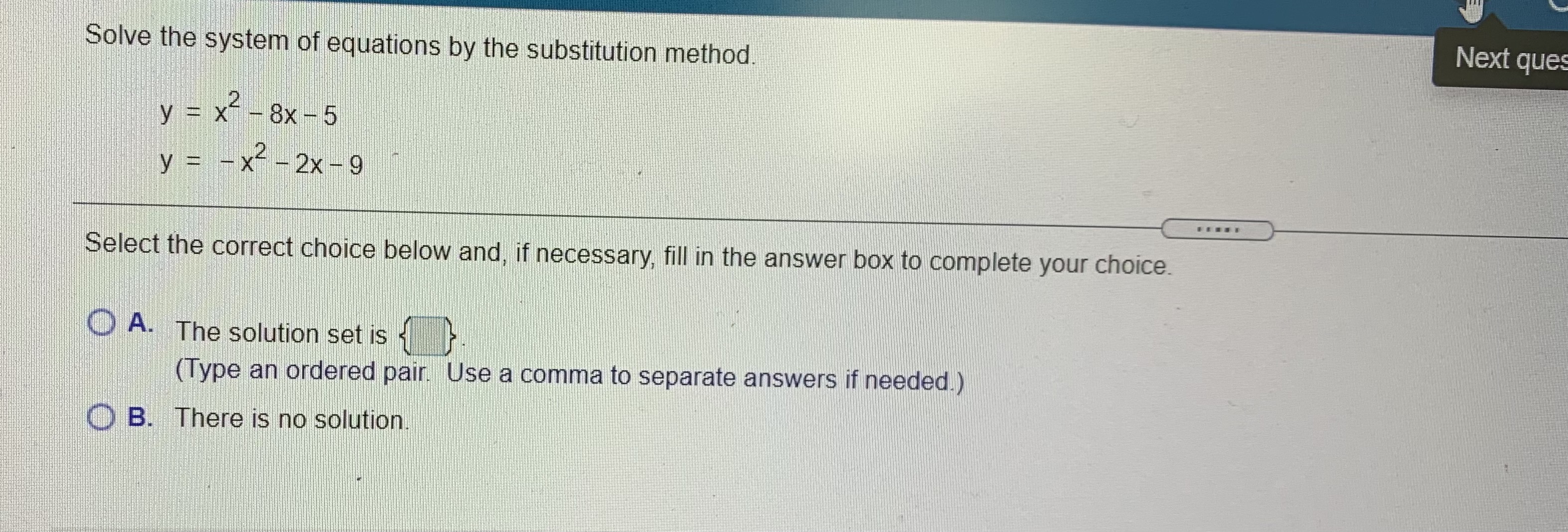 solution set is x+y = -3 . . . . . Fill