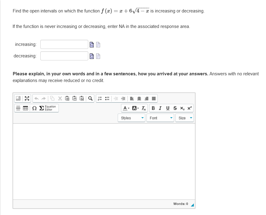 Find the open intervals on which the function f (x) =