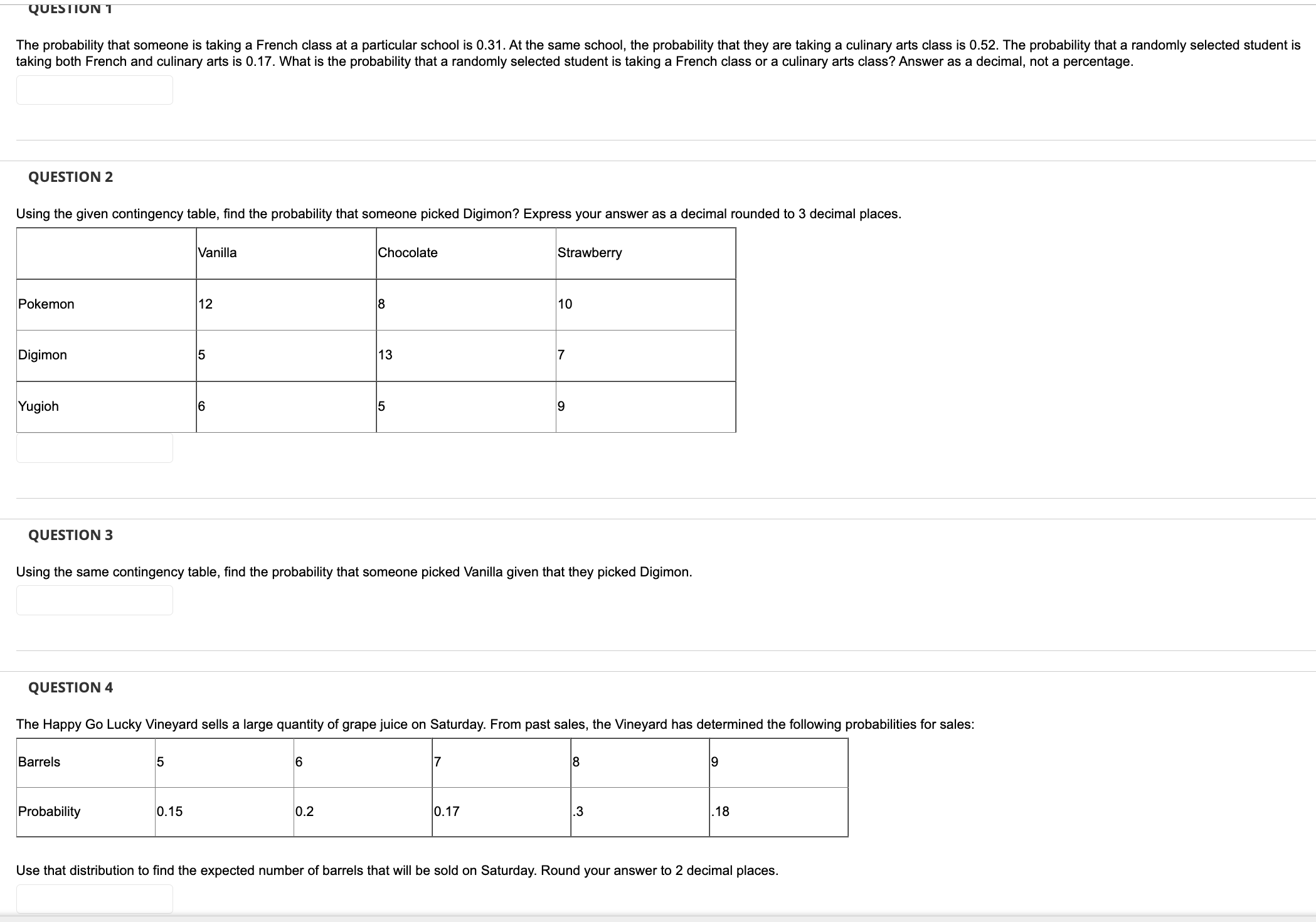  W The probability that someone is taking a French class at