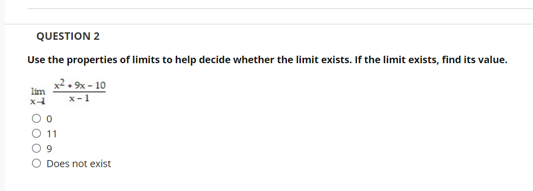 x-l '"1 00 011 09 0 Does not exist QUESTION 3 Use