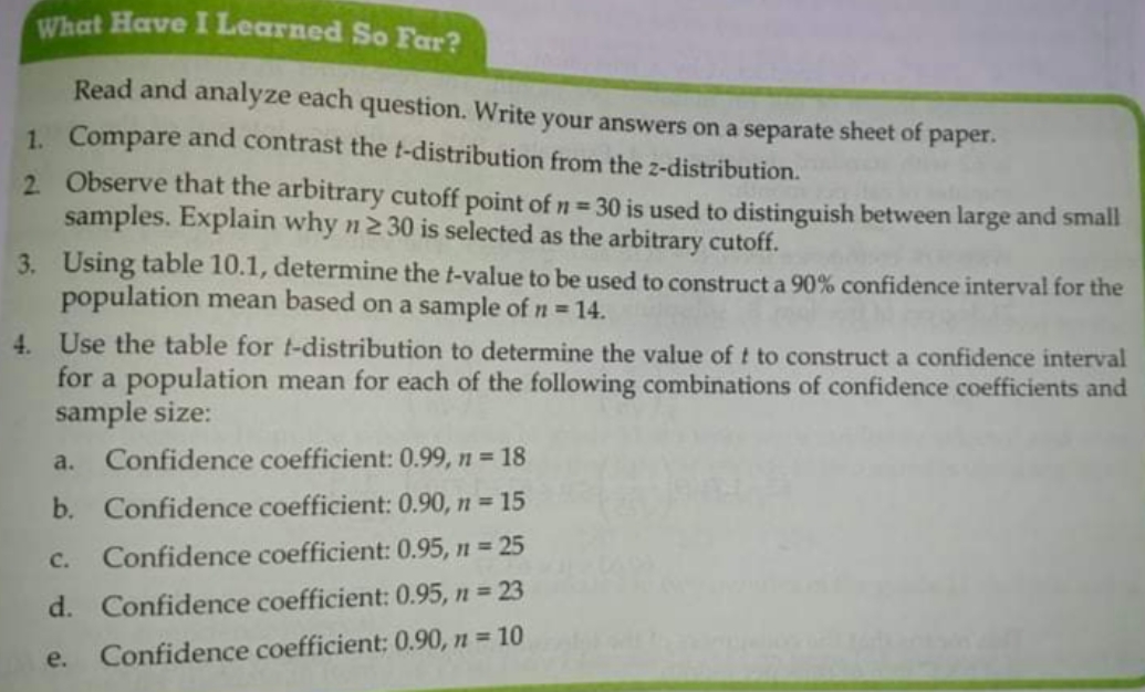 answer with complete solution What Have I Learned So Far? Read and
