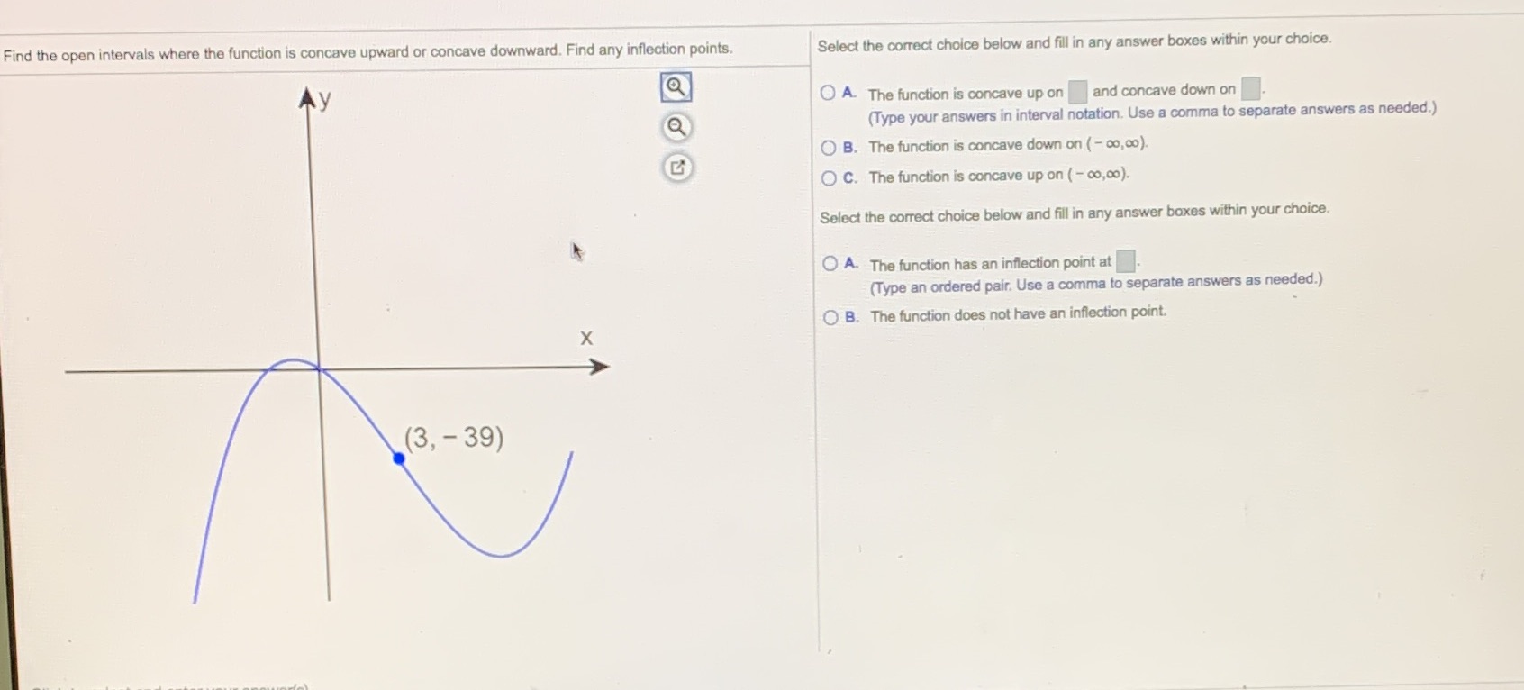 Help! I'm confused Find the open intervals where the function is concave