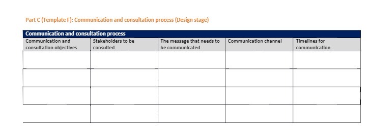  Part C (Template F): Communication and consultation process (Design stage) Communication