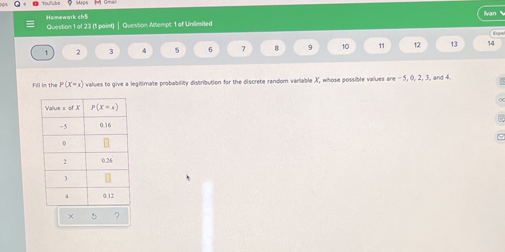  ops Q e Youtube . Maps M Gmail Homework ch5 E
