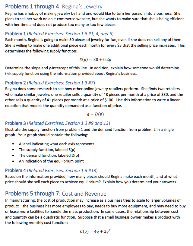 Math 11 Chapter 1Solve each problem and show work please Problems 1
