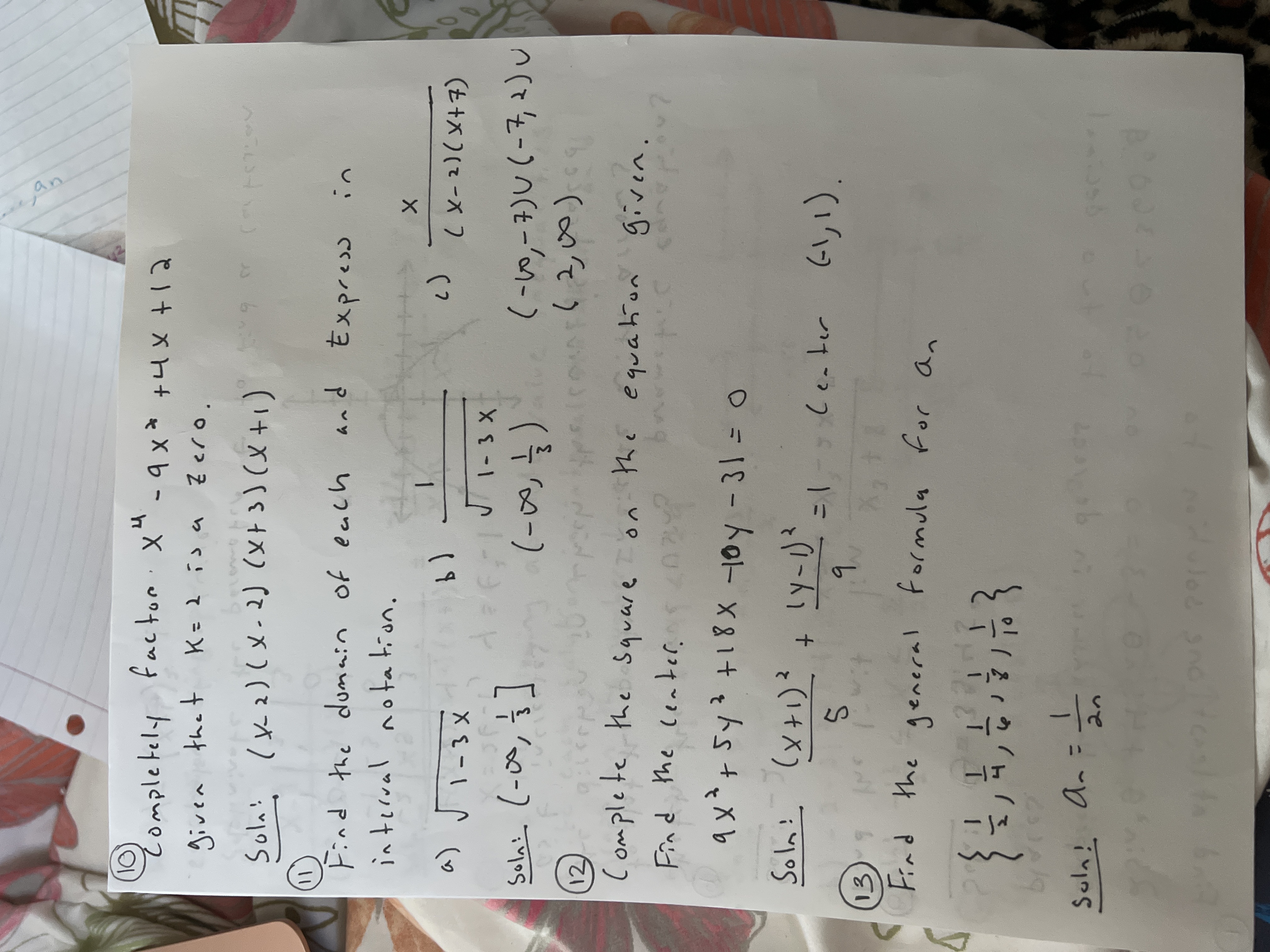 precal hwneed help understanding how the problem was solvedproblems 10-13 Completely factor.