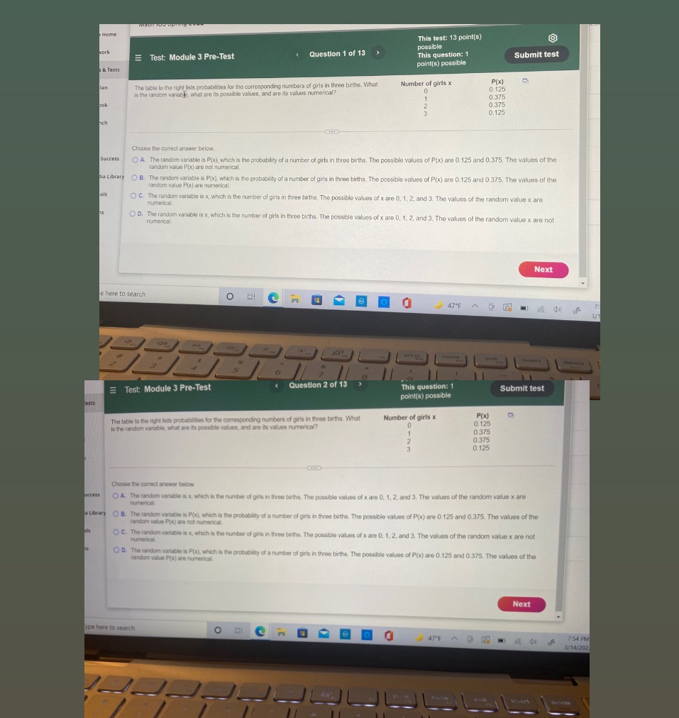  Home This test: 13 point(s) possible work E Test: Module 3