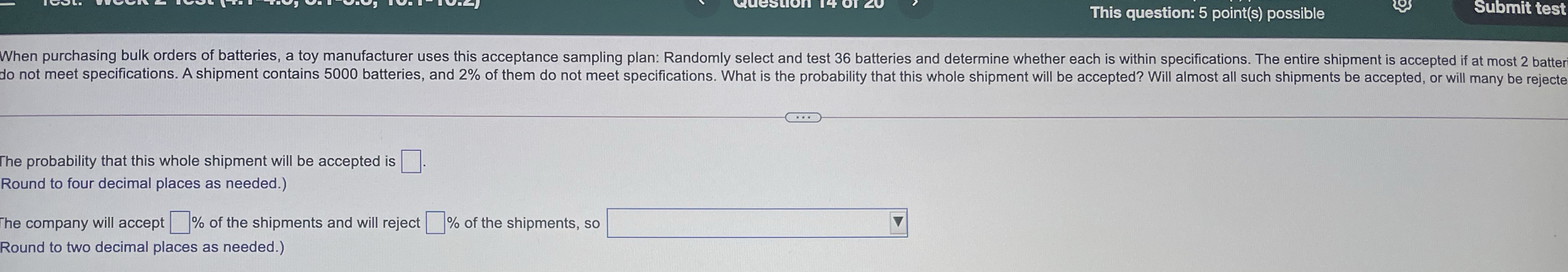  This question: 5 point(s) possible Submit test When purchasing bulk orders