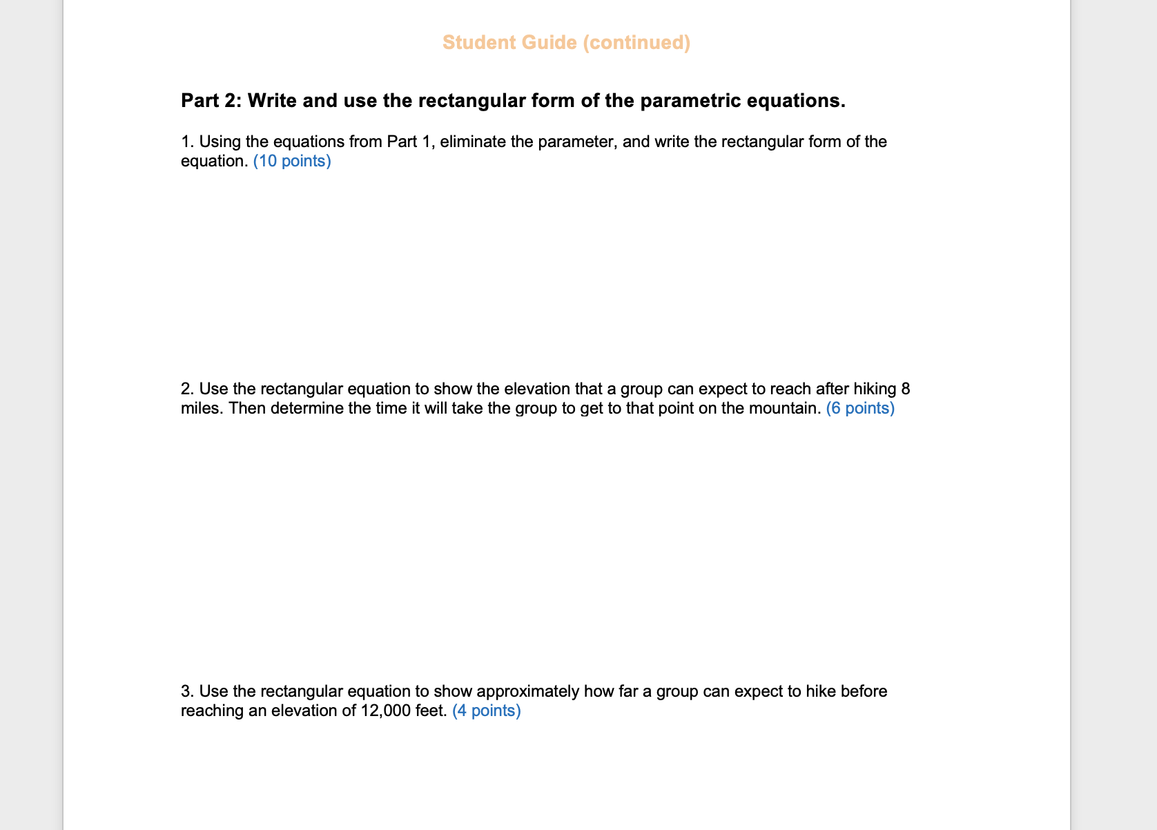 in the attached word document screenshots. Thanks! Assignment Part 1: Write parametric