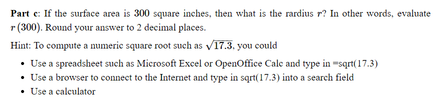your solution to all three parts ( parts a, b, and c)