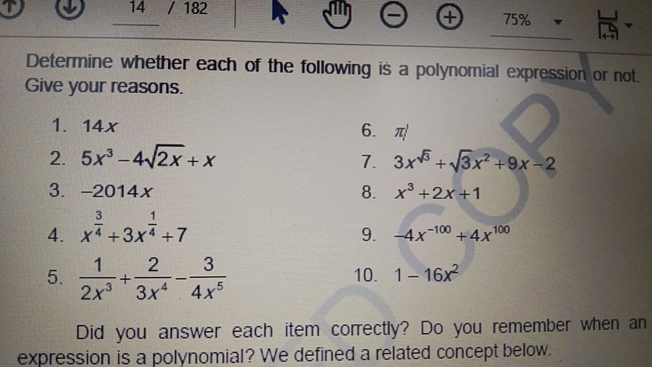 Activity 1 : Which is which? Determine whether each of the following