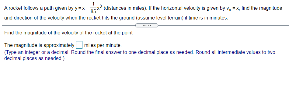 1 A rocket follows a path given by y: x EXS