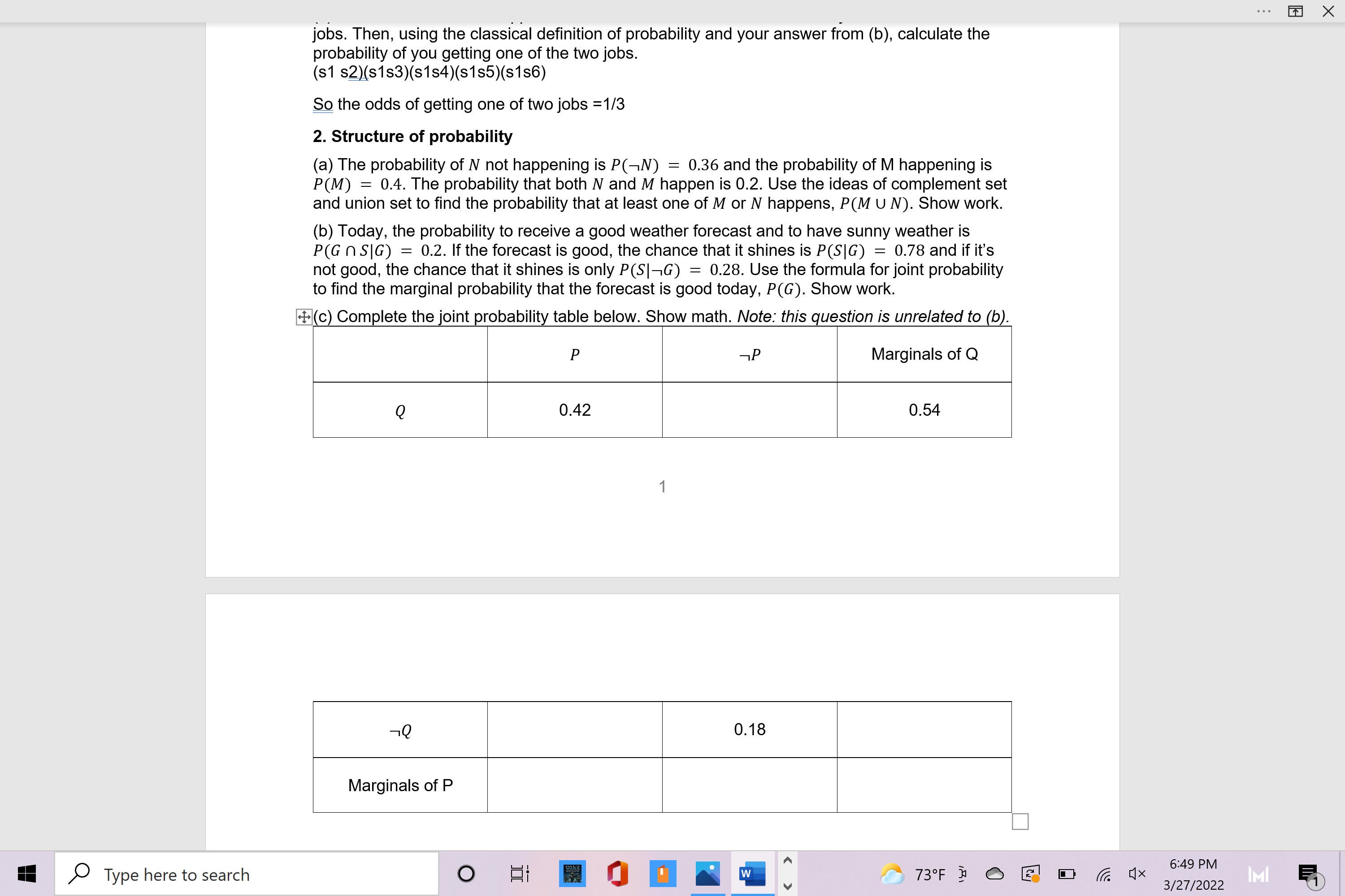  . . . X jobs. Then, using the classical definition of