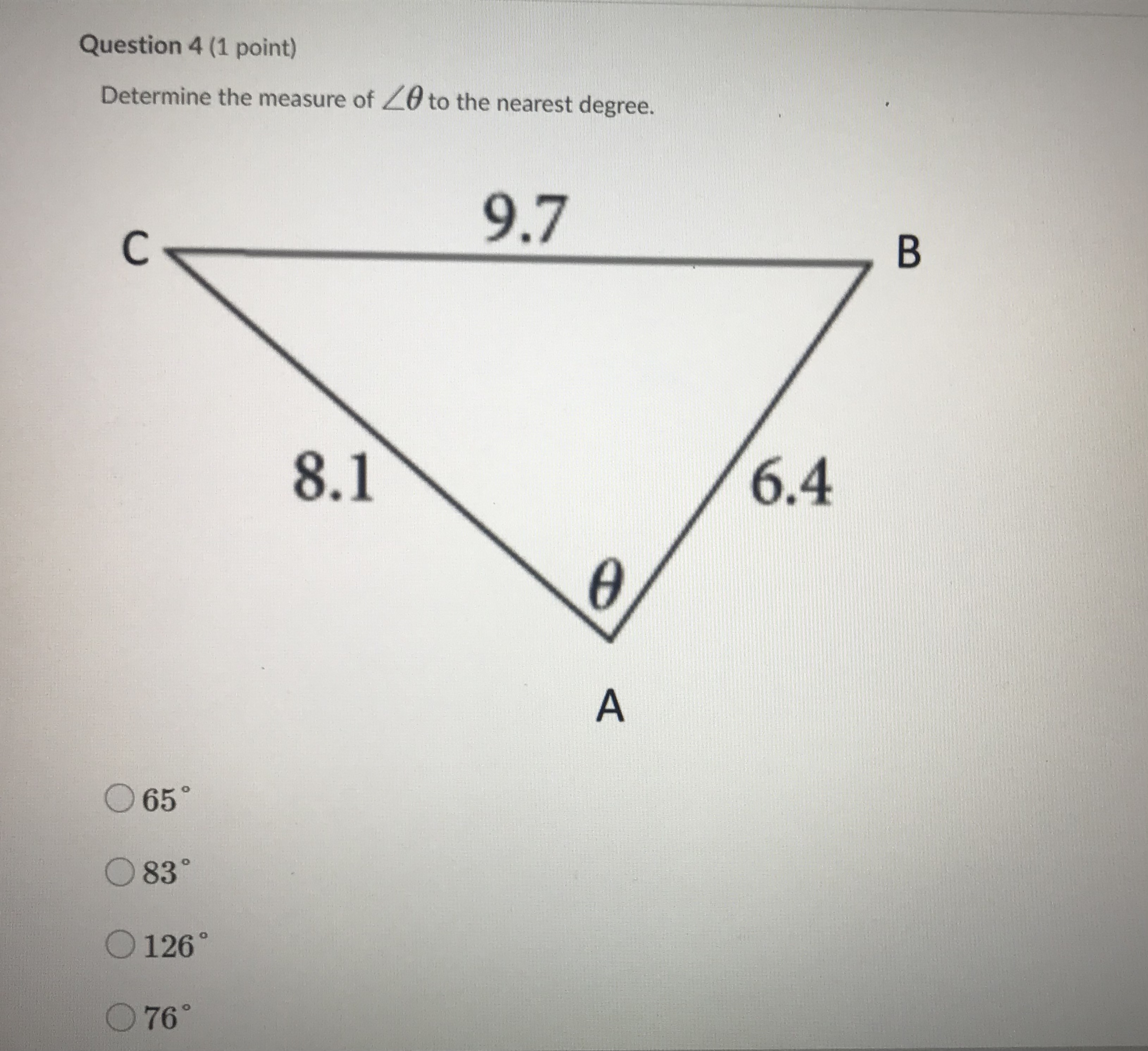 LJ to the nearest degree. O 63 O 139 O 41 O