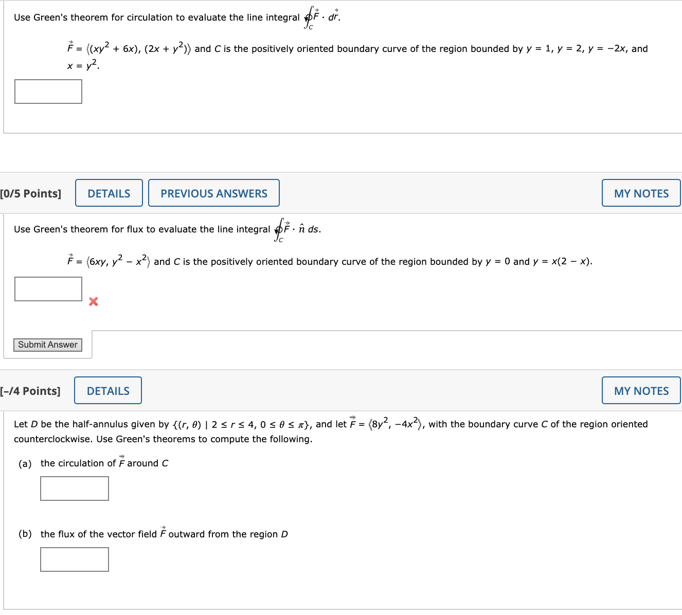 Please help with these three!!! 9' ' Use Green's theorem for circulation