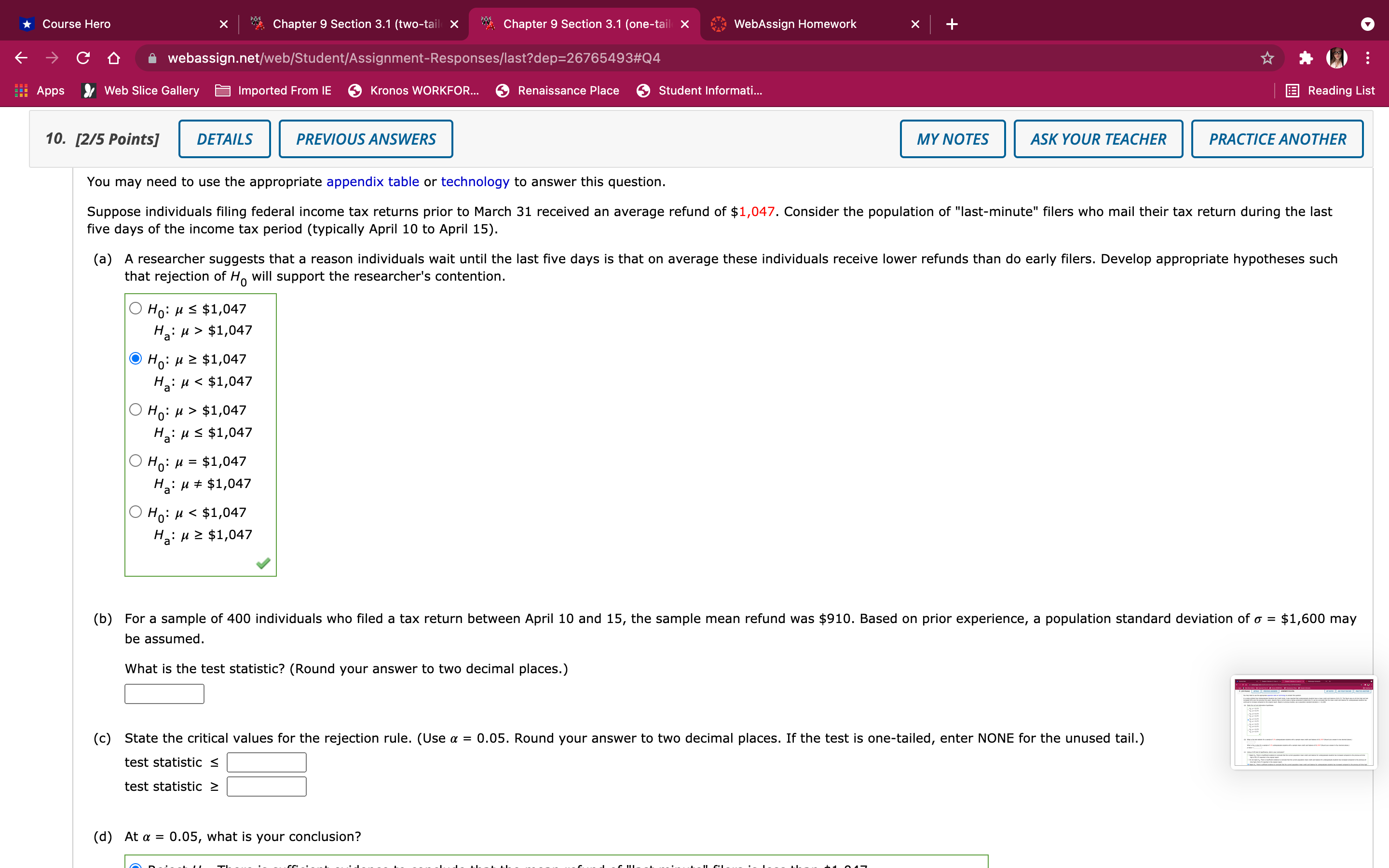 Reject Ho. There is sufficient evidence to conclude that u 25 A