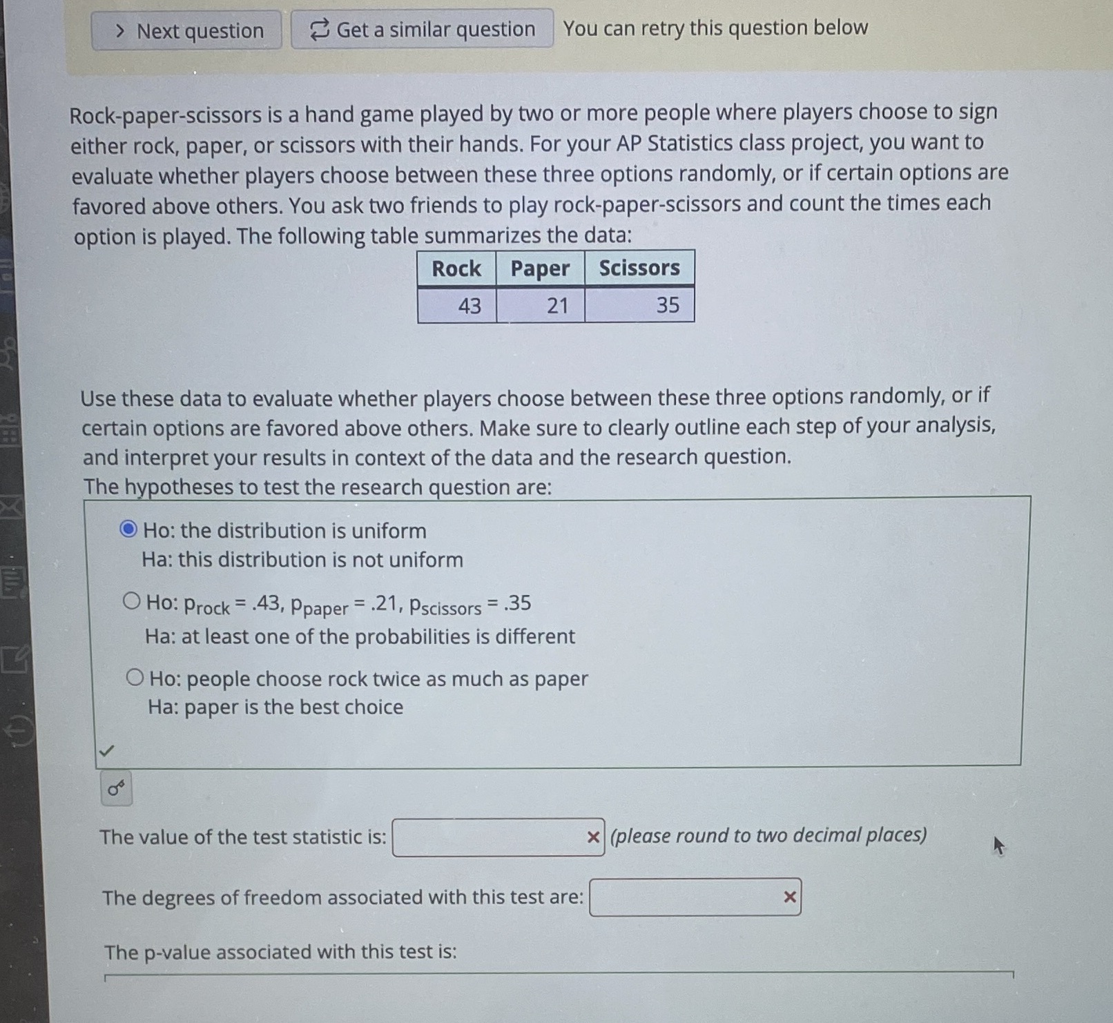 > Next question Get a similar question You can retry this