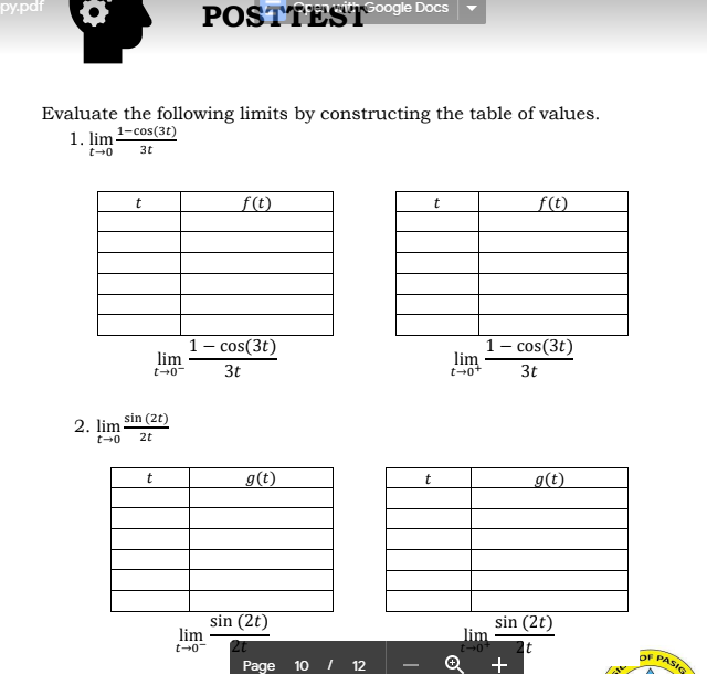 0.001 0.0001 lim sin t