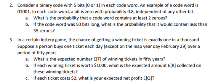  2. Consider a binary code with 5 bits {0 or 1}