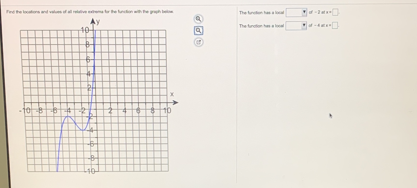 I need help determining if the function has a local of maximum