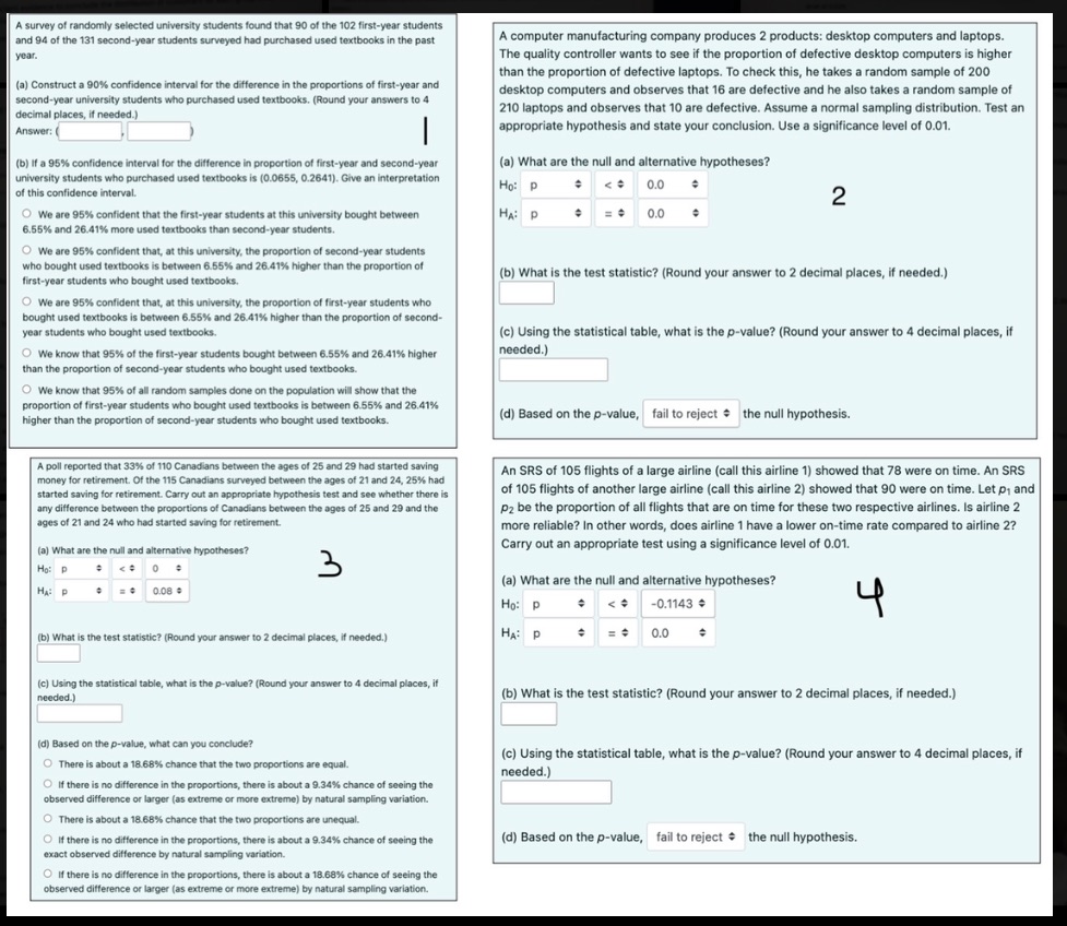 Please help me with my stats assignment!For #2 the options for A)H0
