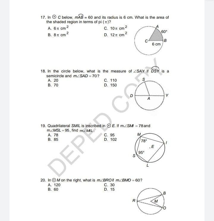 the following questions. Take note of the items that you were not