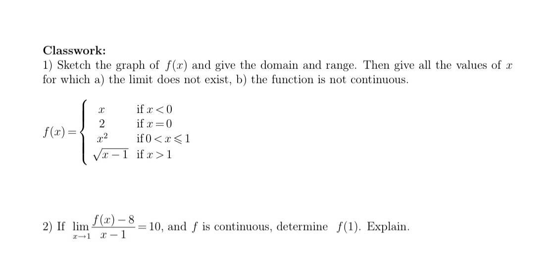 Hi! Please help me answer this. Thank you so much. Classwork: 1)