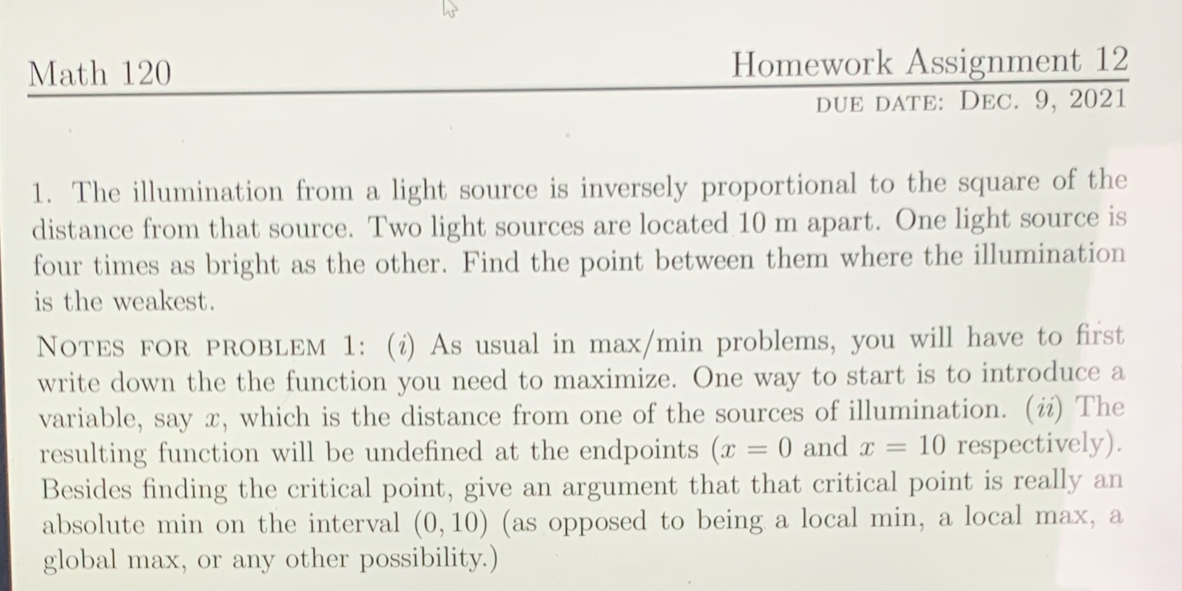  Math 120 Homework Assignment 12 DUE DATE: DEC. 9, 2021 1.