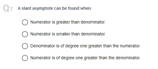1 O All reals3 What is the domain of: x/(x-1) ? O