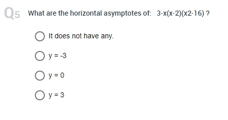 All reals O All complex numbers O All x >0 O All
