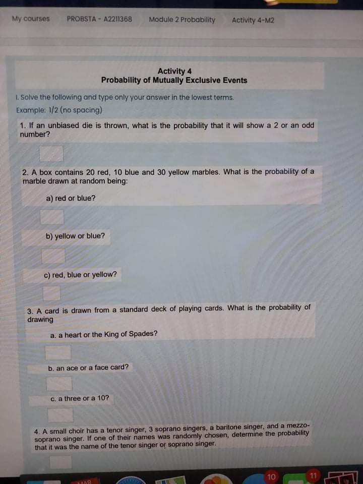  My courses PROBSTA - A2211368 Module 2 Probability Activity 4-M2 Activity