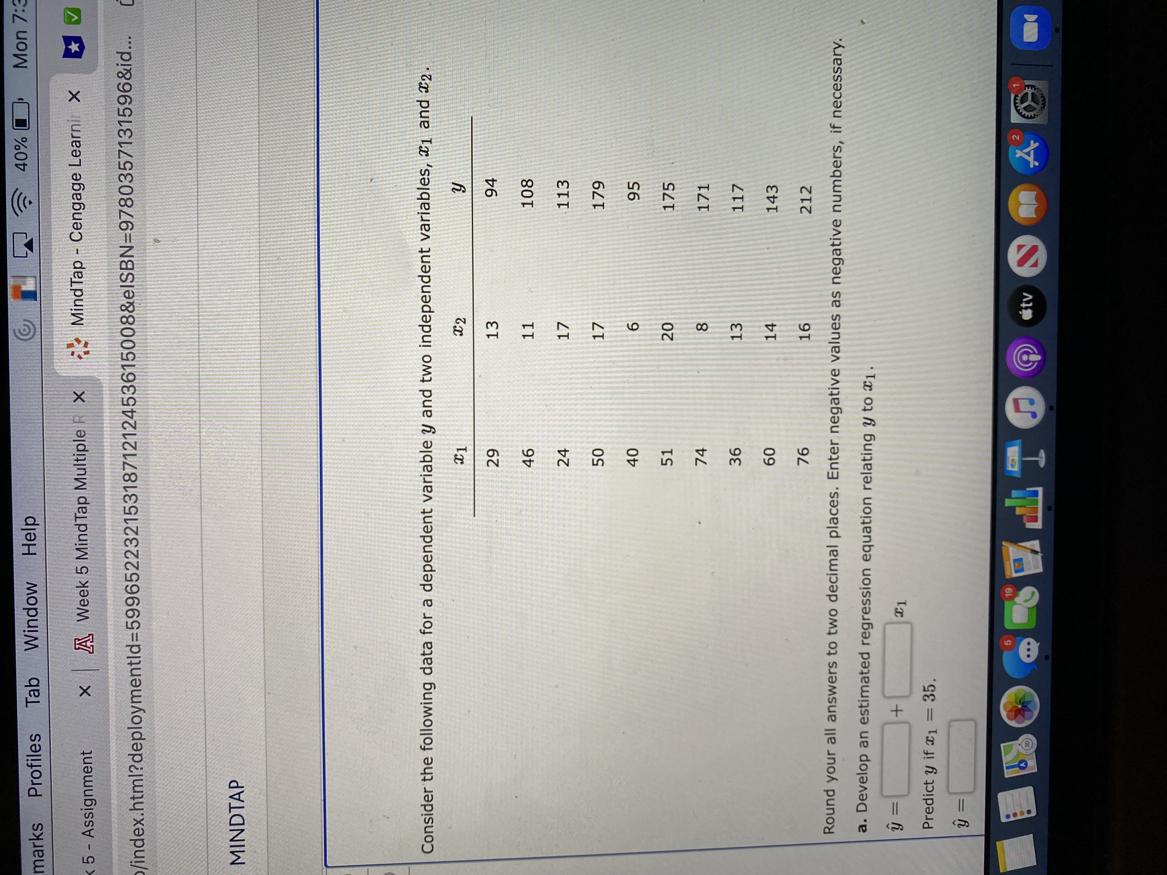 = + 30 2 Predict y if $2 = 15. y =