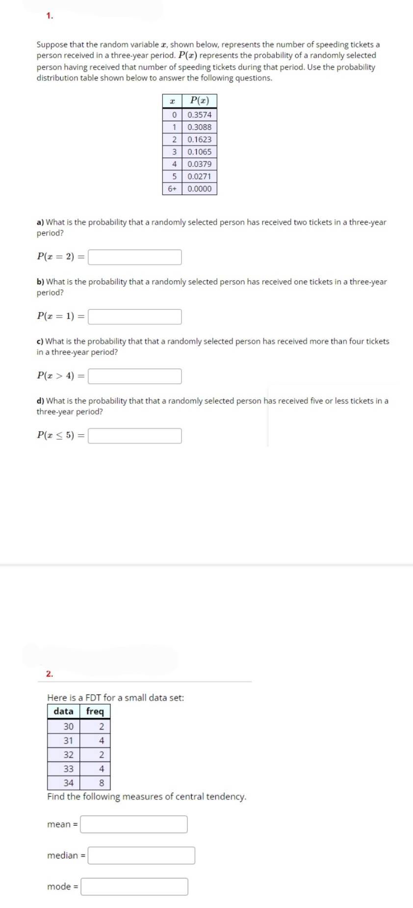 Statistics Suppose that the random variable , shown below, represents the number
