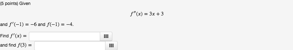 points) Given that the graph of f passes through the point (1,