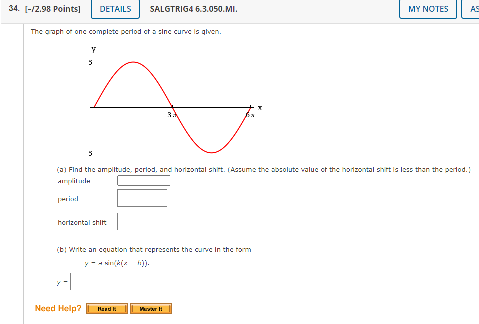 WORK. PLEASE TYPE ONLY ANSWERS.!! The graph of one complete period of