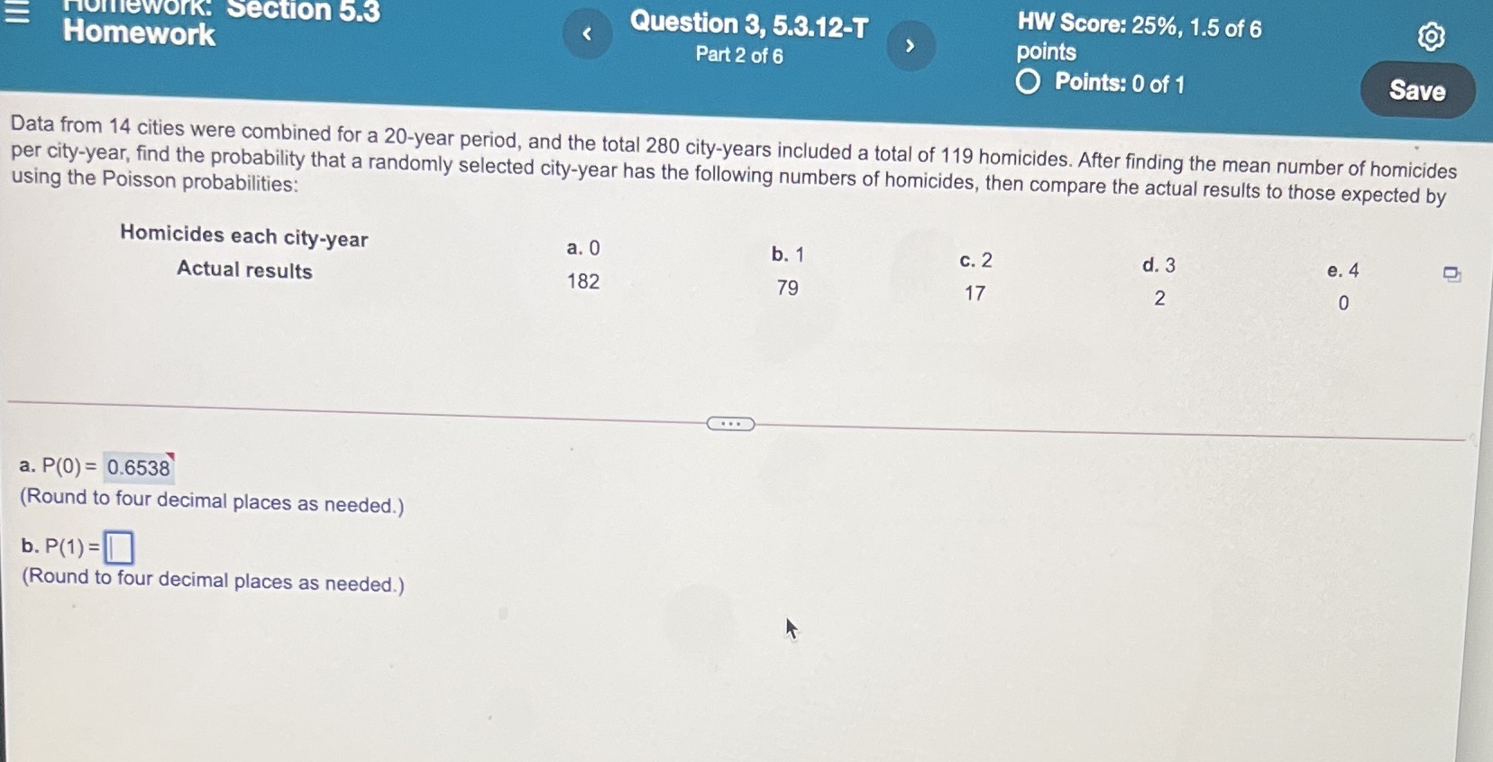 Fill in the blank for question b homework: Section 5.3 HW Score: