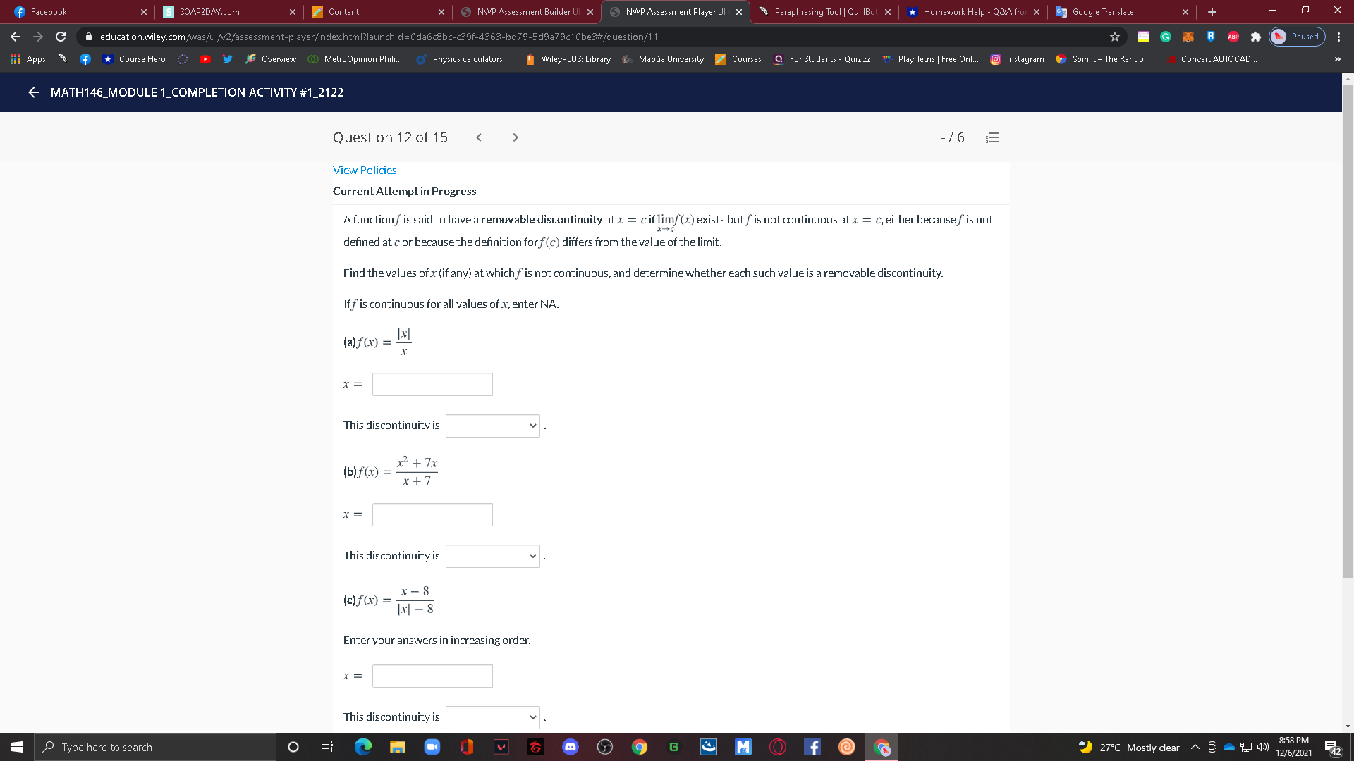  f Facebook S SOAP2DAY.com x Content X NWP Assessment Builder UI
